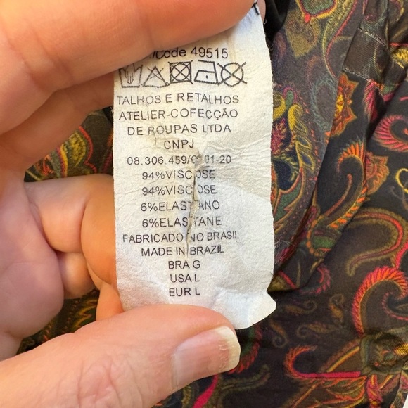 Osklen TAIS Gold & Brown patterned wide bohemian pocketed ankle Pants size Large - Picture 5 of 8